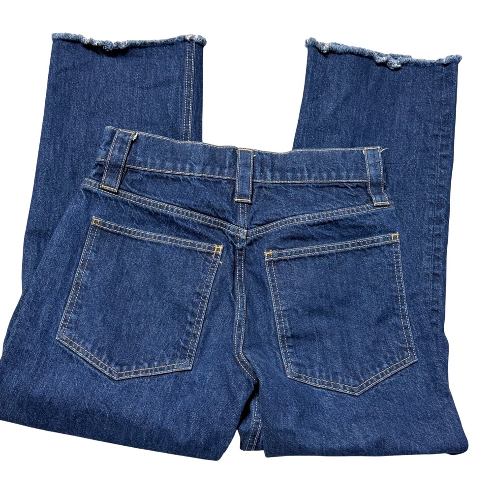 FRAME Denim ODDPT727 High Rise Straight Leg Jeans Dark Rinse Raw Hem Womens 26